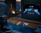The Mate TV Pro running HarmonyOS and being controlled by Huawei's conventional remote control. (Image source: Huawei)