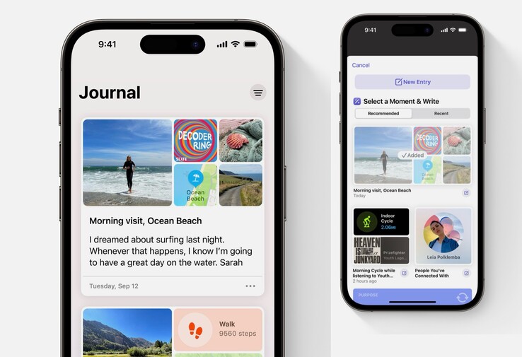 The Journal app is designed to simplify the keeping of a digital diary. (Image: Apple)
