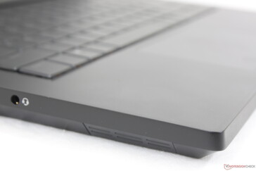 Matte magnesium alloy base is rougher in texture than on the Razer Blade