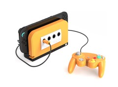 The Retro Fighters BattleDock with a spice orange faceplate. (Image source: Retro Fighters/Kickstarter)