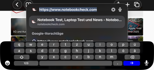 Keyboard in landscape format