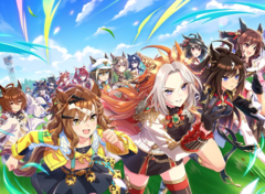 Umamusume: Pretty Derby's Steam launch brings full English-language support: interface, voiceovers, and subtitles. Pictured - a stylized screenshot from the game. (Image source: Cygames, Inc.)