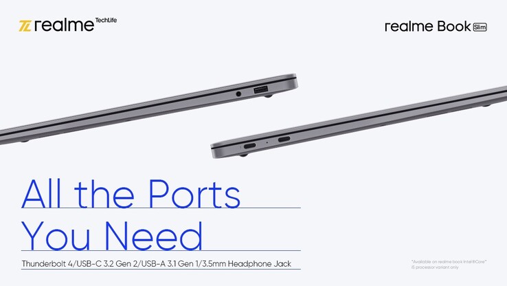 Realme has also revealed the Book Slim's port selection in full. (Source: Realme)