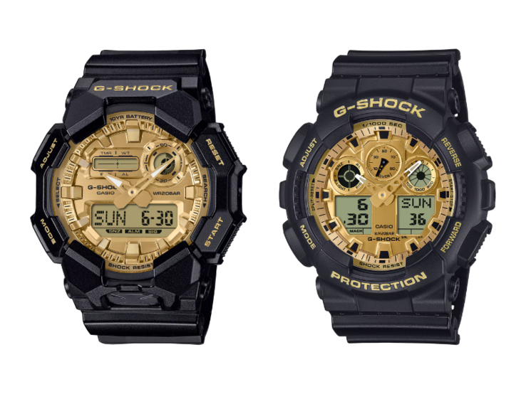 The Casio G-Shock GA-010GGB-1A9 (left) and GA-100GGB-1A9 (right) watches. (Image source: Casio)