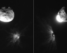 Photos taken by the Italian LICIACube of the asteroid after the impact (Image source: NASA, ASI, and University of Maryland; cropped)