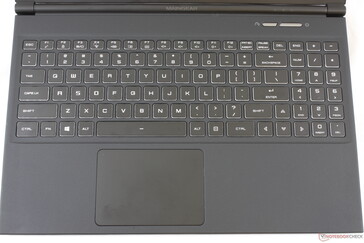 Standard keyboard layout with a Turbo button and no fingerprint reader