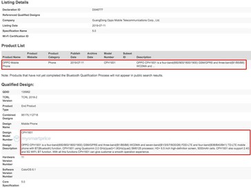 The 2 new certifications apparently associated with the OPPO CPH1931. (Source: MySmartPrice)