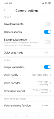 Video settings