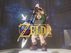 Banner for Zelda: Ocarina of Time remake showing Link holding Master Sword