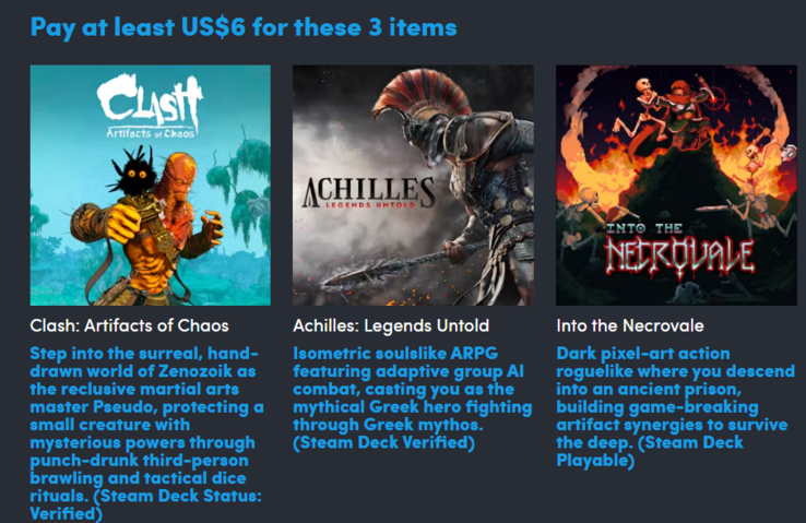 The first tier contains these three games