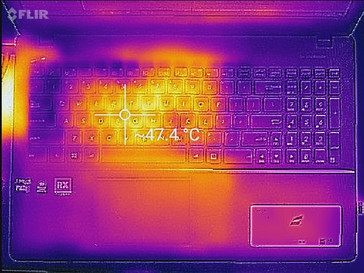 Maximum load (top). Note the warm exhaust on the left edge