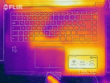 Temperature development upper side (idle)