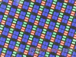 RGB subpixels with glossy Gorilla Glass 3 overlay to minimize graininess