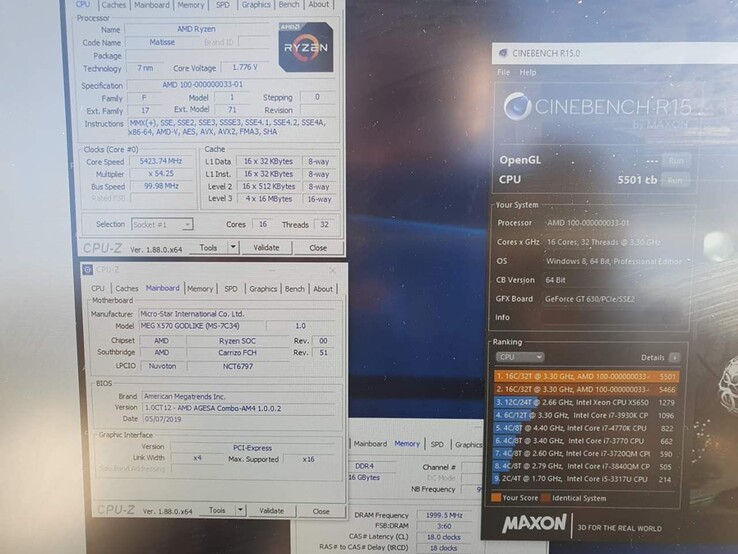 AMD Ryzen 9 3950X ES Cinebench R15 multi-core score. (Source: @uzzi38 on Twitter)