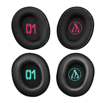 The Audio-Technica Hatsune Miku ATH-M50xSTS-USB MIKU headset has Miku design elements even in the ear cups. (Image source: Audio-Technica)