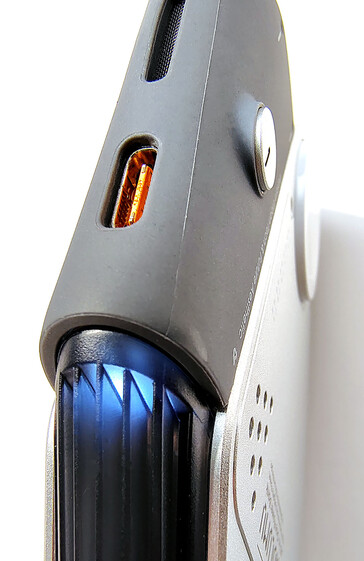 USB-C port on top near the status light.
