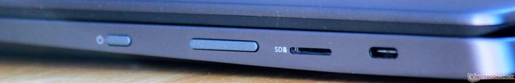 Left: Power button, volume rocker, microSD card reader, USB 3.1 Gen 1 Type-C