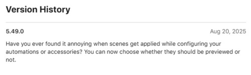 The release notes for Philips Hue app versino 5.49. (Image source: Apple App Store)