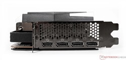 External ports on the MSI Radeon RX 6950 XT Gaming X Trio 16G - 1x HDMI 2.1, 3x DisplayPort 1.4a