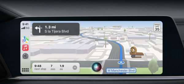 With Apple Maps in iOS 16 users can use Siri and CarPlay to instantly add stops along a route while on the road. (Image source: Apple)