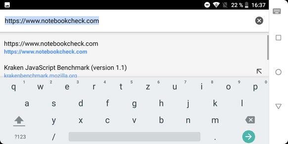 The keyboard in landscape mode