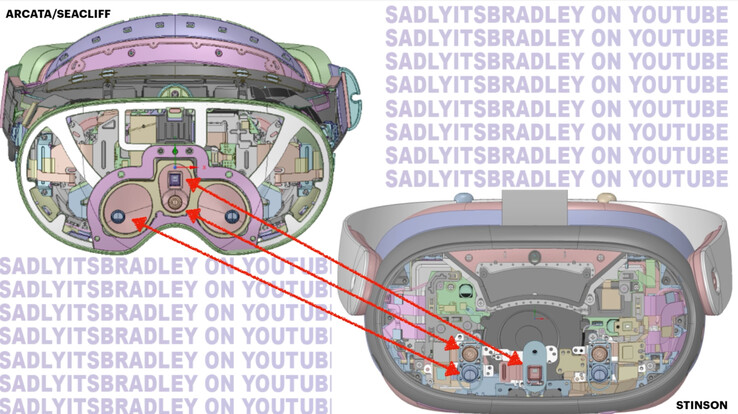 Leaked CAD renders of the Quest Pro and Quest 3, from left to right. (Image source:  SadlyItsBradley)