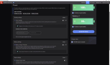 Lenovo Commercial Advantage power settings screen