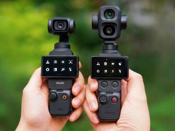 The DJI Osmo Pocket 3 (left) and Osmo Pocket 4P (right).