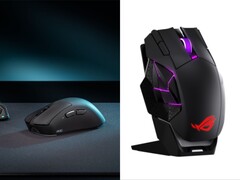 ROG Gladius IV Ace (left) and ROG Spatha X 65K (right) gaming mice.