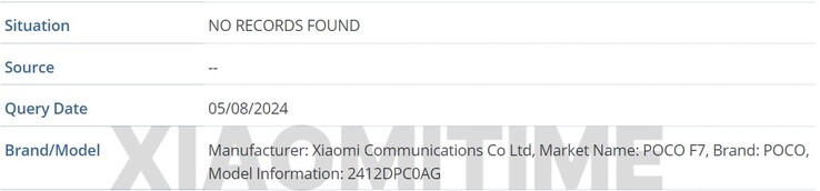 POCO F7 - Global variant. (Image source: Xiaomitime via @TECH_MUKUL)