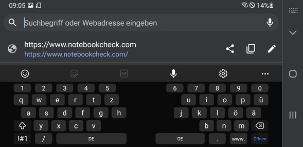 Keyboard in landscape mode