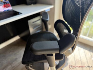 The armrests are adjustable in a variety of ways.