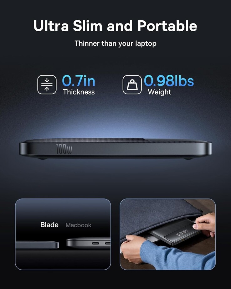 The Baseus Blade power bank is extremely slim, at just 0.7 inches thick. (Image source: Amazon)