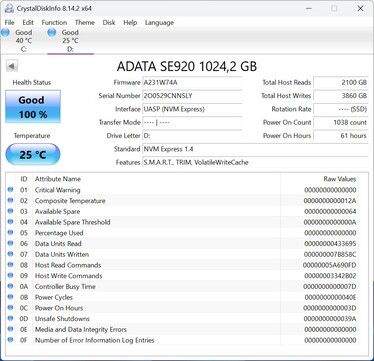 ADATA SE920 communicates via UASP (USB Attached SCSI Protocol)