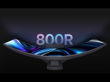 Artistic render showing curvature of the LG Ultragear OLED 34GS95QE gaming monitor. (Image source: LG)