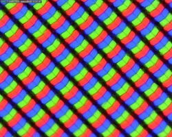 Subpixel grid behind the matte display surface