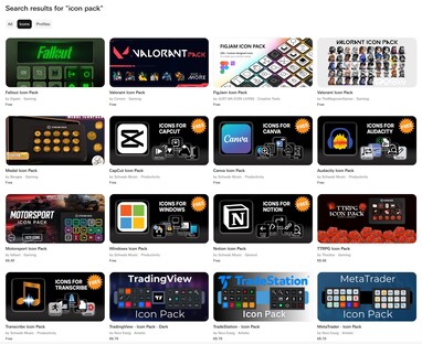 Icon packs on the market place
