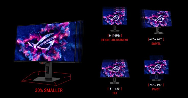 The Asus ROG Strix OLED XG27AQDMG Gen2 has a 30% smaller stand