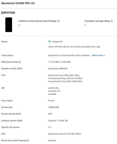 (Image source: Google Play Console via GSMArena & Pricebaba)