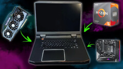 The DIY gaming laptop with desktop hardware doesn't have a battery, thought (Image source: Socket Science)