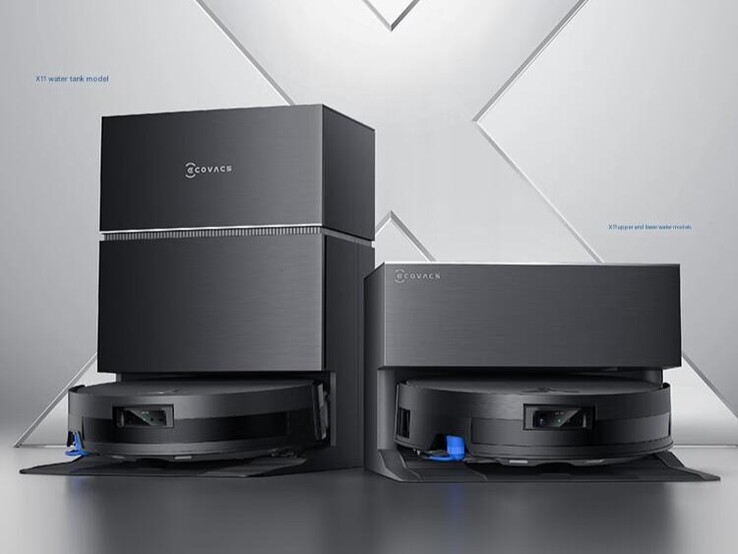 The Water Tank (left) and home plumbing connecting (right) versions of the Ecovacs Deebot X11. (Image source: JD.com)