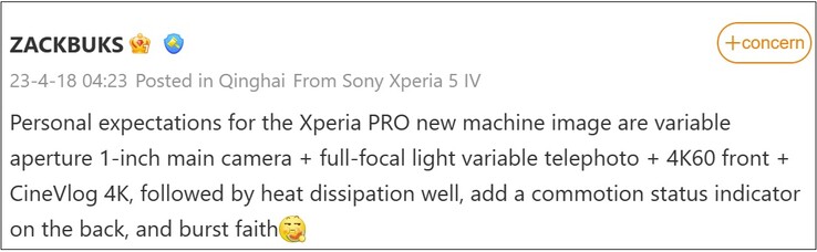 Xperia PRO-I expectations. (Image source: Weibo)