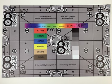 Photo of our test chart – taken by the main camera