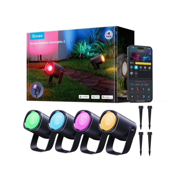 The Govee Outdoor Spotlights 2 4-pack. (Image source: Govee)