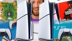 New PlayStation 5 Slim teardown videos have revealed some secrets about Sony's revised console for 2023. (Image source: LTT/Dave2D/Sony - edited)