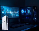 PS5 shown next to gaming PC and monitor with PlayStation Store logo (Image source: Sony PlayStation with edits)