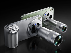 The Vivo X300 Ultra and the X300s with teleconverter accessories attached.