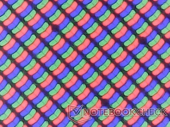 Crisp RGB subpixels with minimal graininess from the glossy overlay
