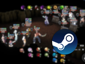 Pictured - the Steam logo overlaid over a blurred screenshot from the game WindStop Strategy. (Image source: Steam - edited)