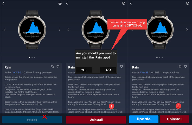 A mock up of a possible new uninstall app feature for the Zepp Health app. (Image source: Amazfit)